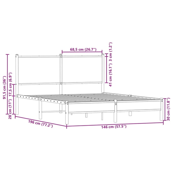 vidaXL Sengeramme i metall uten madrass sonoma eik 140x190 cm