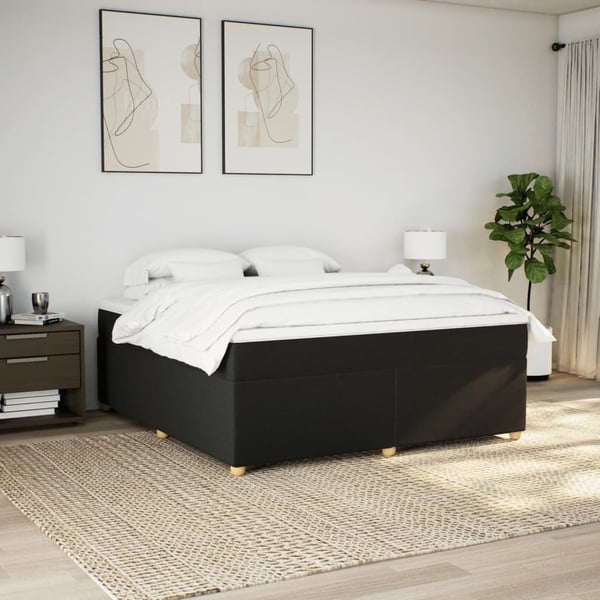 vidaXL Ramsäng med madrass svart 180x200 cm tyg