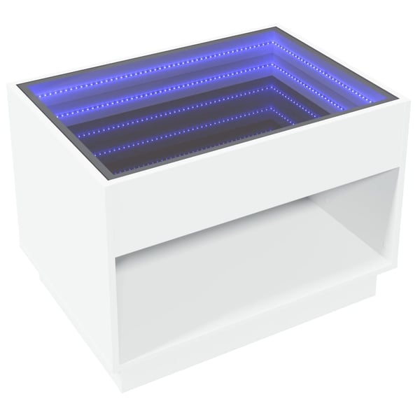 vidaXL Salongbord med Infinity LED hvit 70x50x50 cm