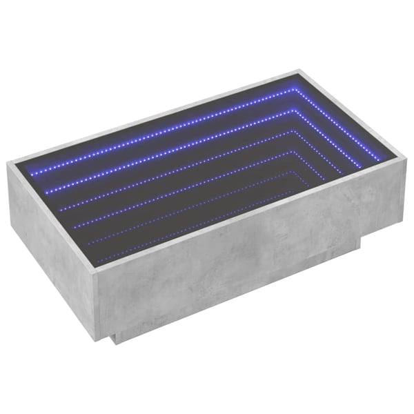 vidaXL Salongbord med LED betonggrå 90x50x30 cm konstruert tre