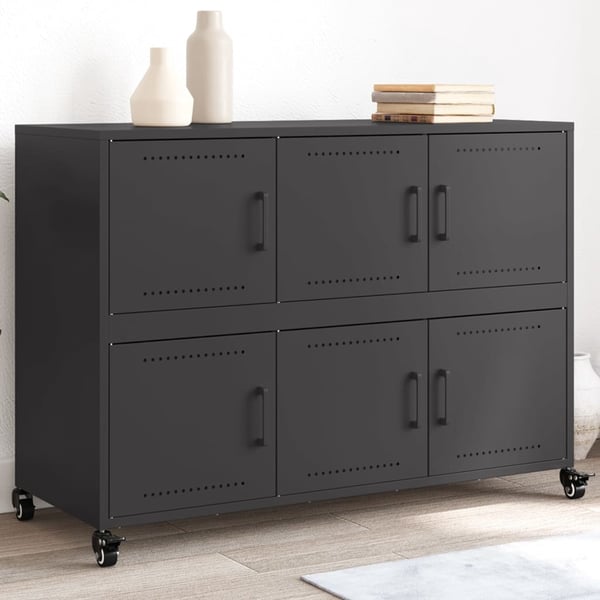 vidaXL skænk 100,5x39x72 cm stål sort