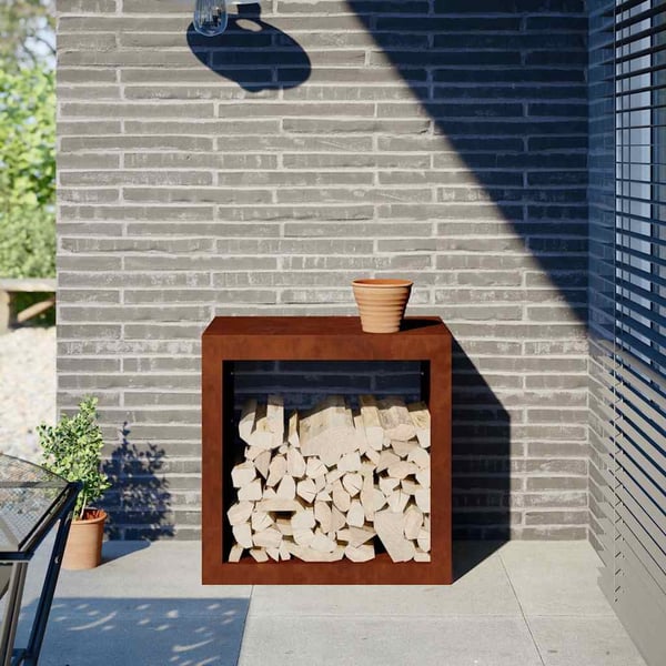 vidaXL Vedstativ 60x40x60 cm oksidert stål