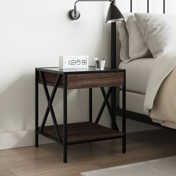 vidaXL Salongbord med Infinity LED brun eik 40x40x49 cm