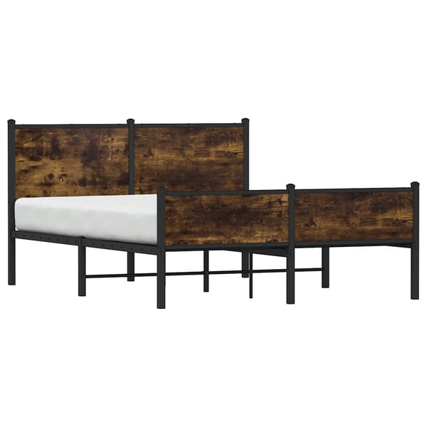 vidaXL Sengeramme i metall uten madrass røkt eik 140x200 cm