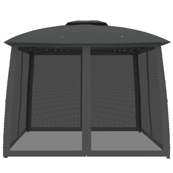 vidaXL pavillon 2,93x2,93 m dobbelt tag + meshvægge stål antracitgrå