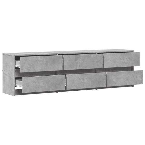 vidaXL TV-benk med LED betonggrå 180x34x50 cm konstruert tre