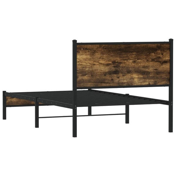 vidaXL Sengeramme i metall uten madrass røkt eik 107x203 cm