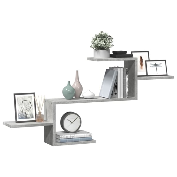 vidaXL Vegghylle betonggrå 104x15x49 cm konstruert tre