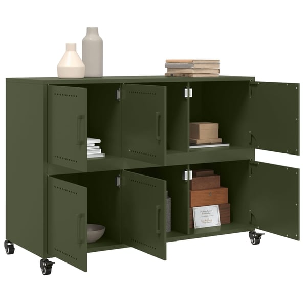 vidaXL Skjenk olivengrønn 100,5x39x72 cm stål