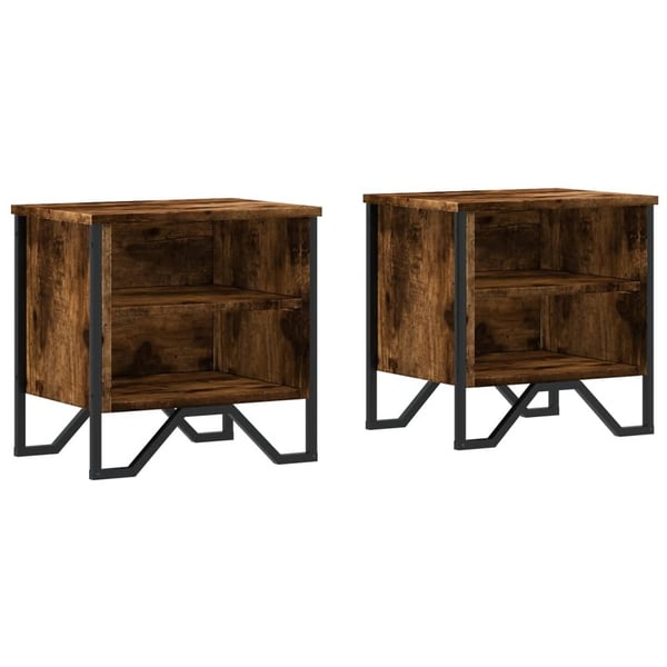 vidaXL sengeborde 2stk. 40x30x40 cm konstrueret træ røget egetræsfarve