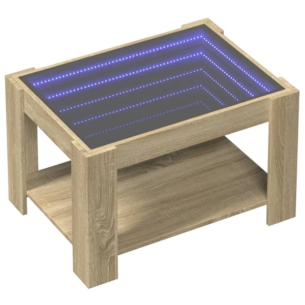 vidaXL Salongbord med LED sonoma eik 73x53x45 cm konstruert tre