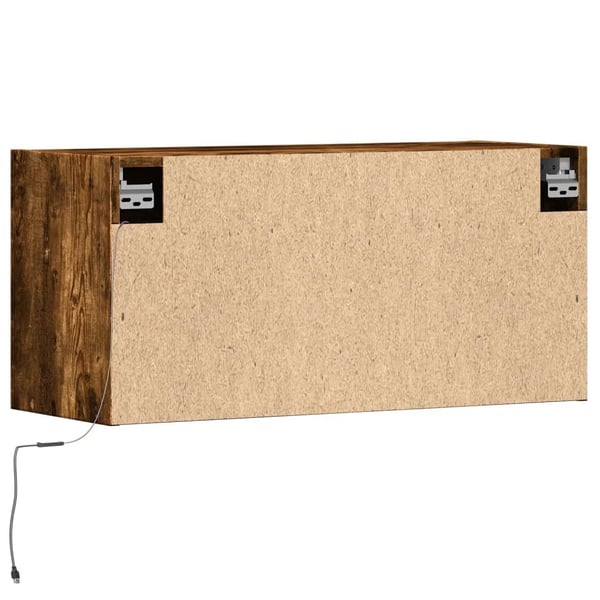 vidaXL Vegghengt TV-benk med LED røkt eik 80x31x35 cm