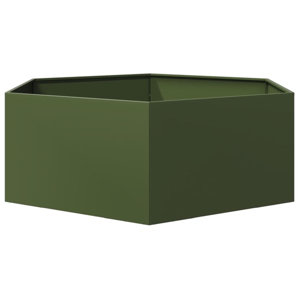 vidaXL Puutarhakukkalaatikko vihreä kuusikulmainen 138x120x45 cm teräs
