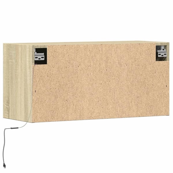 vidaXL væghængt tv-bord med LED-lys 80x31x35 cm sonoma-eg