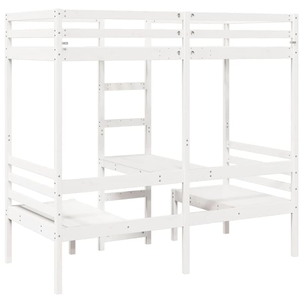 vidaXL Ramme for loftseng skrivebord stoler hvit 80x200 cm heltre furu