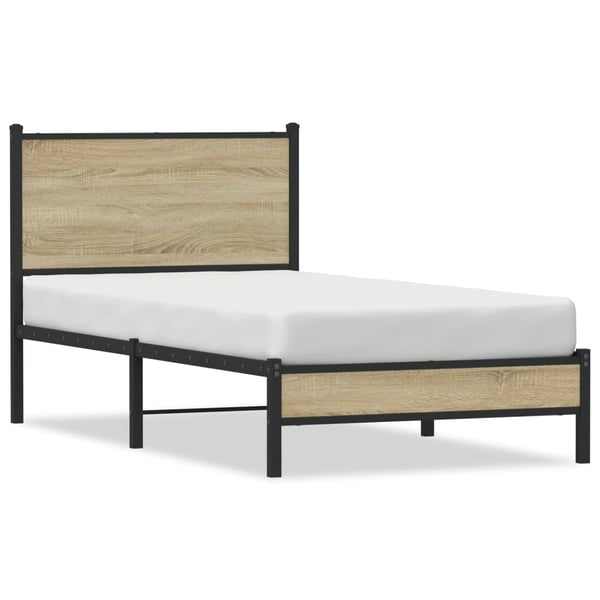 vidaXL Sengeramme i metall uten madrass sonoma eik 90x200 cm