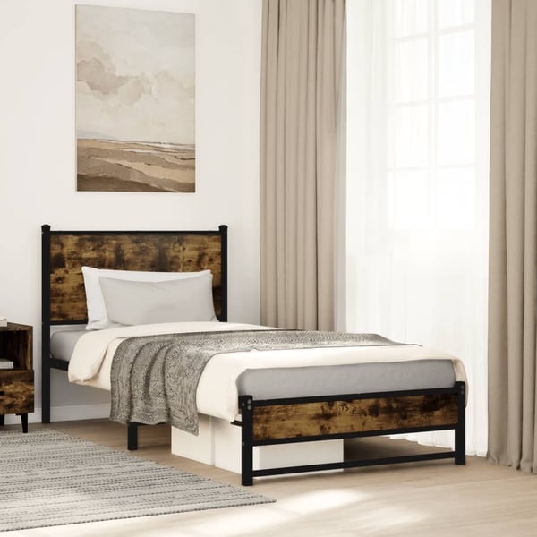 vidaXL Sengeramme i metall uten madrass røkt eik 80x200 cm