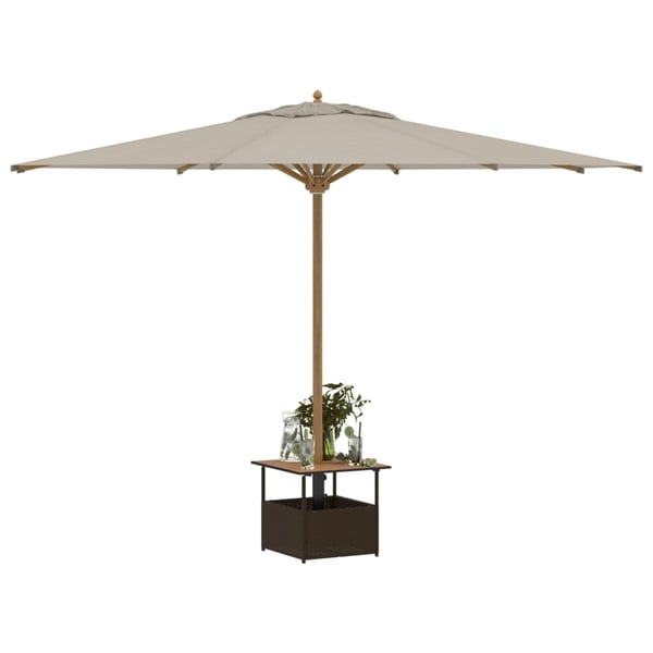 vidaXL Hagebord med parasollhull brun 55x55x46,5 cm polyrotting