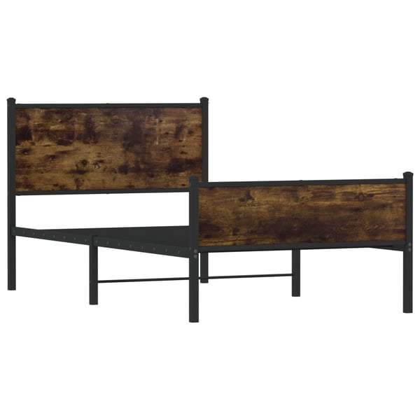 vidaXL Sengeramme i metall uten madrass røkt eik 100x190 cm