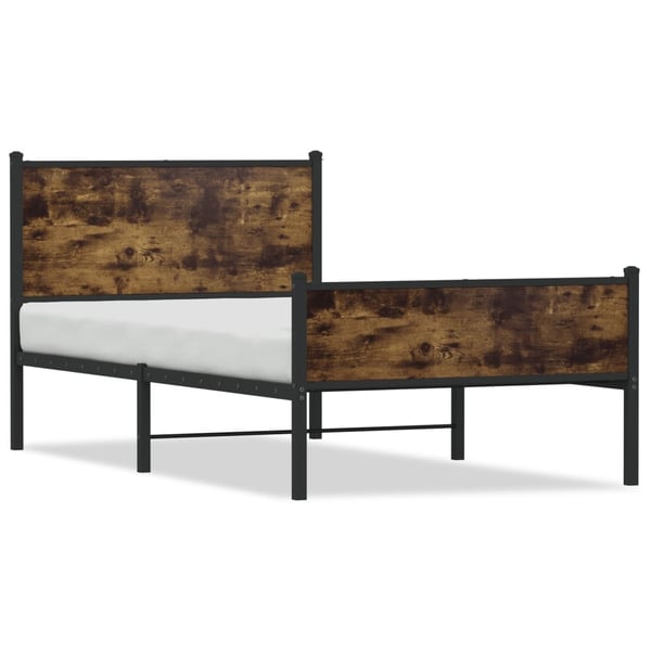 vidaXL sengeramme uden madras 100x190 cm metal røget egetræsfarve