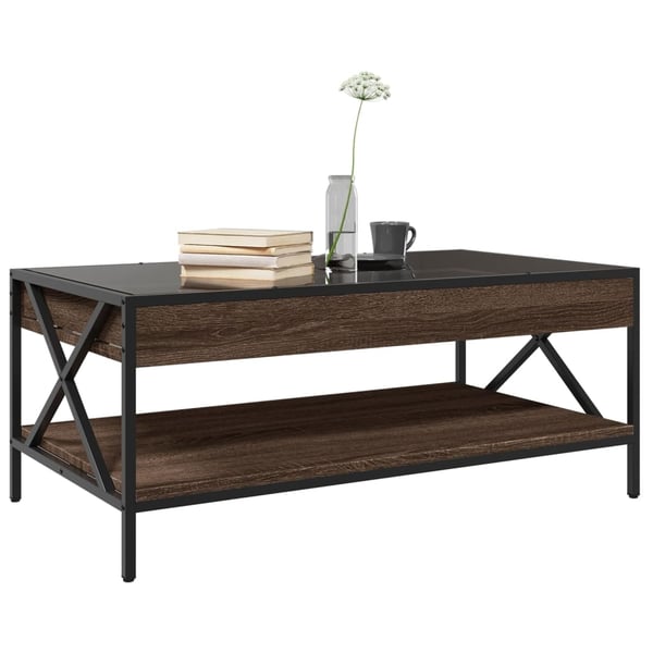 vidaXL sofabord med Infinity LED-lys 90x50x38 cm brun egetræsfarve