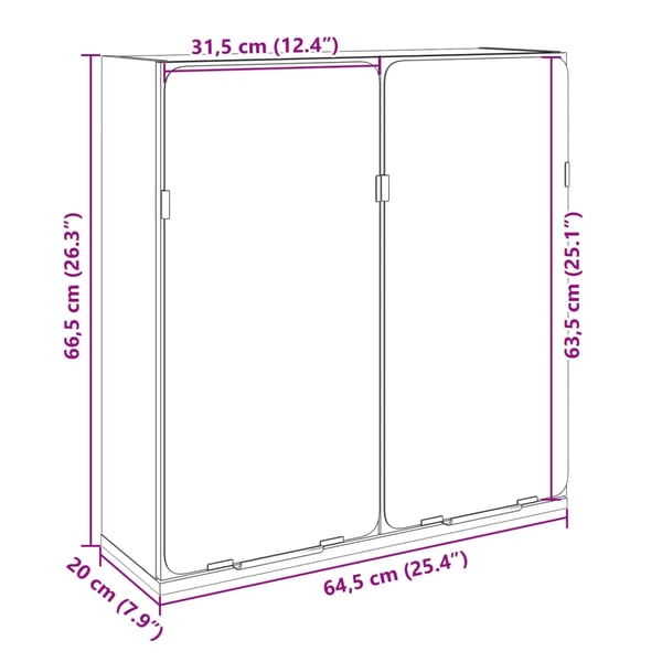 vidaXL skab med spejl 64,5x20x66,5 cm konstrueret træ sonoma-eg