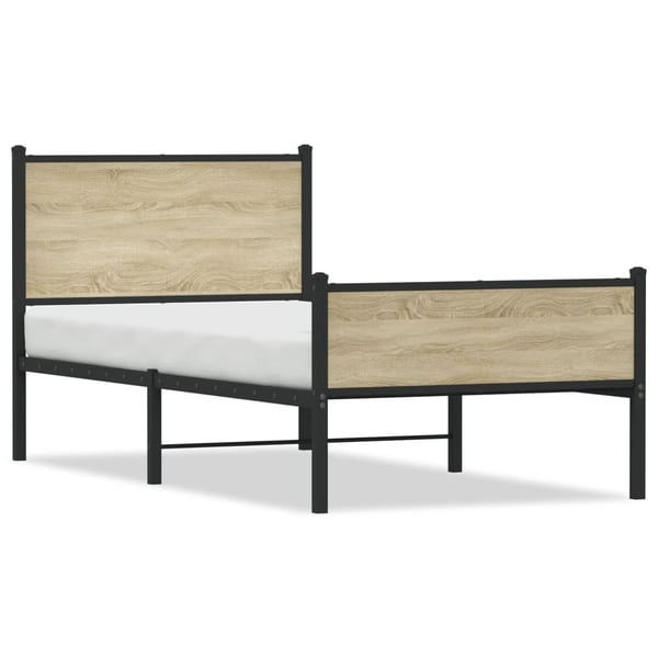 vidaXL Sengeramme i metall uten madrass sonoma eik 107x203 cm