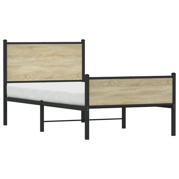 vidaXL Sengeramme i metall uten madrass sonoma eik 107x203 cm