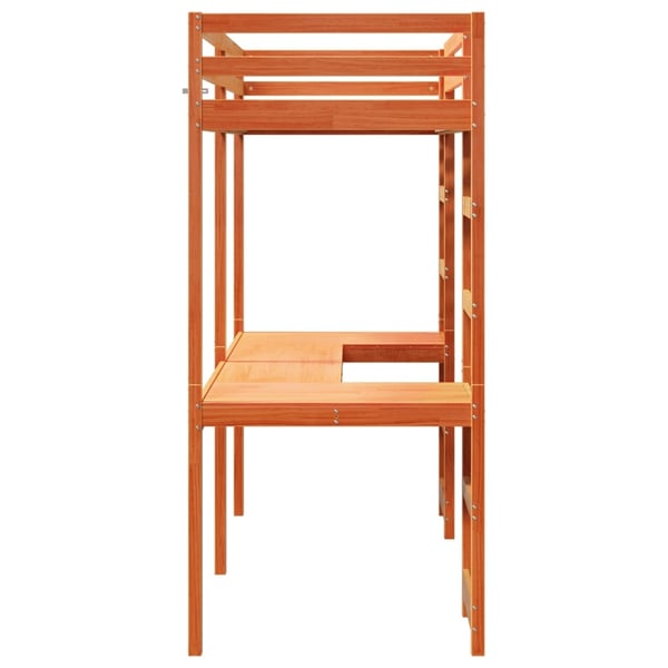 vidaXL Ramme for loftseng uten madrass voksbrun 80x200 cm heltre furu