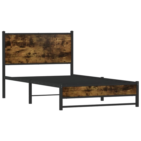 vidaXL Sengeramme i metall uten madrass røkt eik 100x190 cm