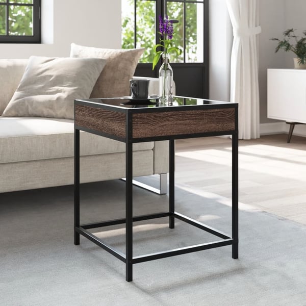 vidaXL sofabord med Infinity LED-lys 40x40x51 cm brun egetræsfarve