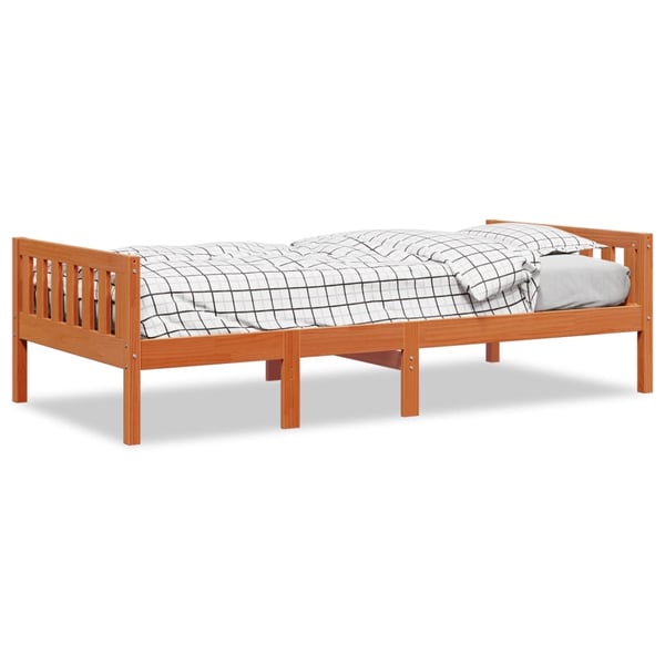 vidaXL juniorseng uden madras 75x190 cm massivt fyrretræ gyldenbrun
