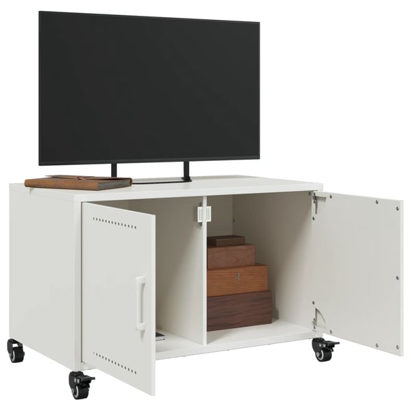 vidaXL TV-taso valkoinen 68x39x43,5 cm teräs
