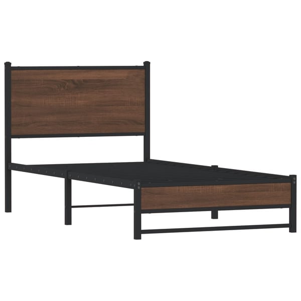 vidaXL Sengeramme i metall uten madrass brun eik 90x200 cm