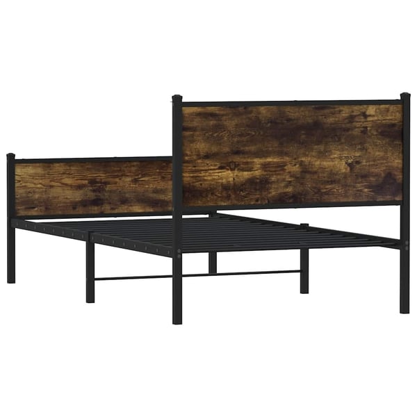 vidaXL Sengeramme i metall uten madrass røkt eik 107x203 cm