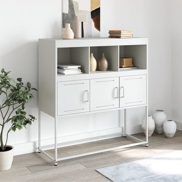 vidaXL Skjenk hvit 100,5x39x107 cm stål