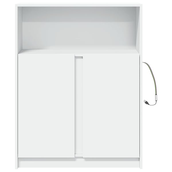 vidaXL Skjenk med LED hvit 77x34x100 cm konstruert tre
