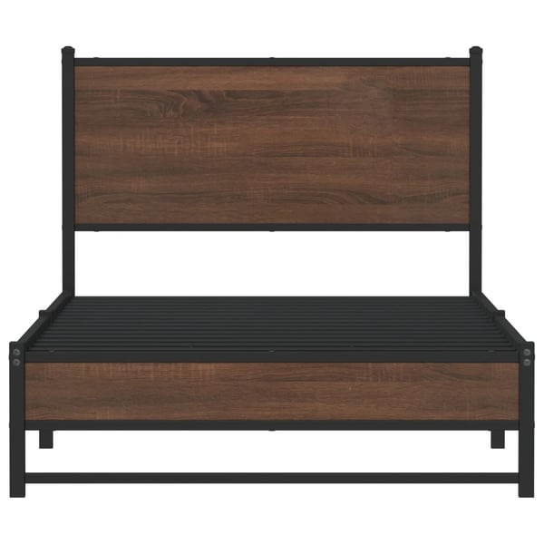 vidaXL Sengeramme i metall uten madrass brun eik 107x203 cm