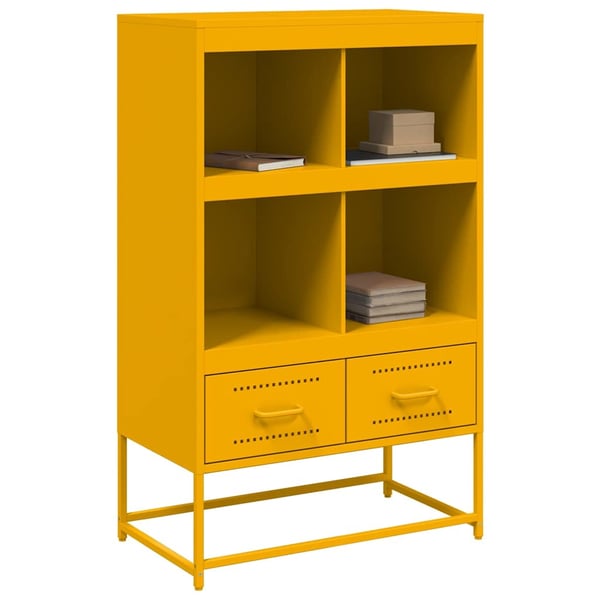 vidaXL Highboard sennepsgul 68x39x111,5 cm stål