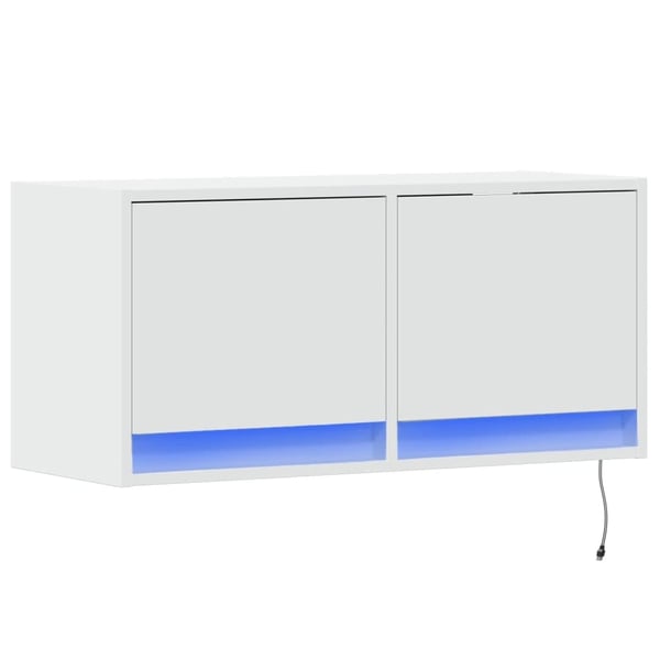 vidaXL Vegghengt TV-benk med LED hvit 80x31x35 cm