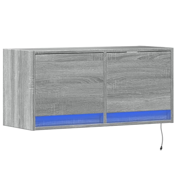 vidaXL Vegghengt TV-benk med LED grå sonoma 80x31x35 cm