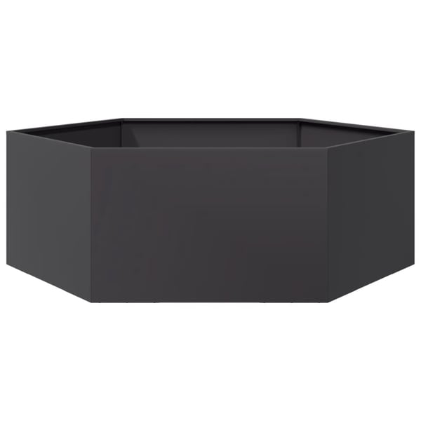 vidaXL plantekasse 138x120x45 cm sekskantet stål sort