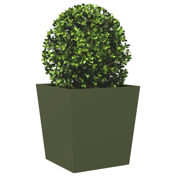 vidaXL Puutarhan kukkalaatikot 2 kpl oliivinvihreä 50x50x50 cm teräs