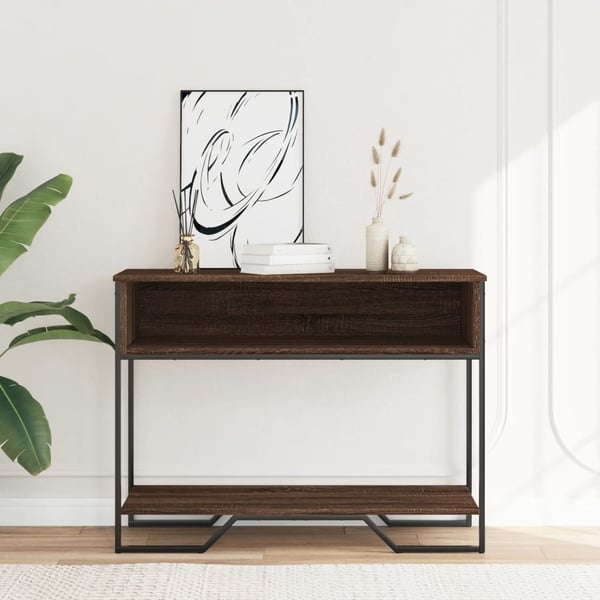 vidaXL konsolbord 100x35x74,5 cm konstrueret træ brun egetræsfarve