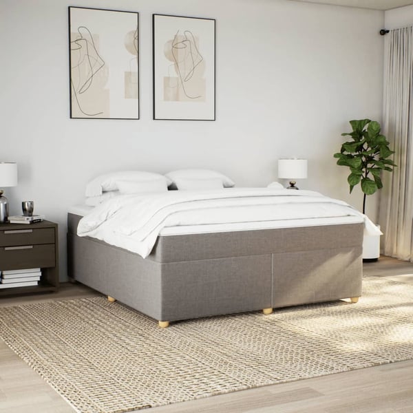 vidaXL kontinentalseng med madras 180x200 cm stof gråbrun