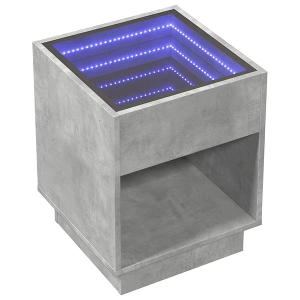vidaXL sengebord med Infinity LED-lys 40x40x50 cm betongrå