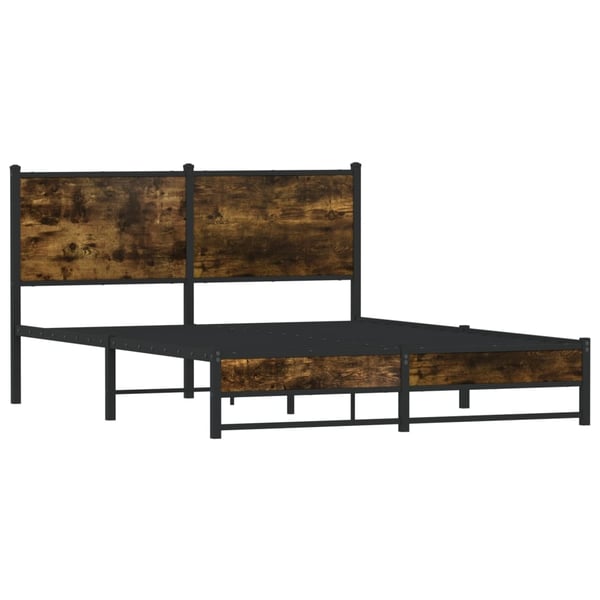 vidaXL Sengeramme i metall uten madrass røkt eik 137x190 cm