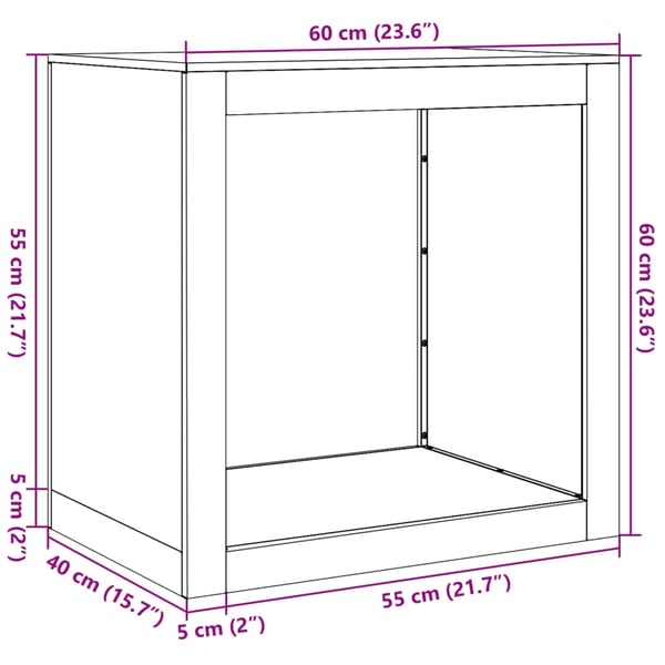 vidaXL brændestativ 60x40x60 cm stål hvid