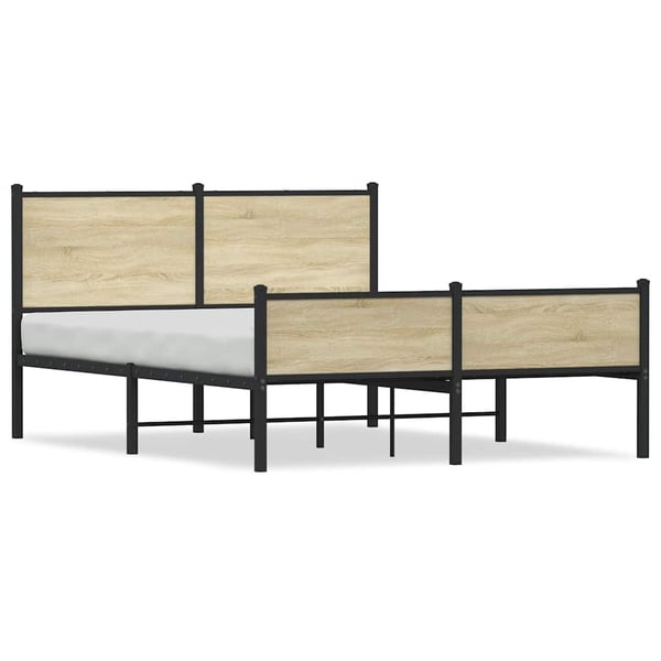 vidaXL Sengeramme i metall uten madrass sonoma eik 137x190 cm