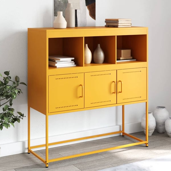 vidaXL Senkki sinapinkeltainen 100,5x39x79 cm teräs